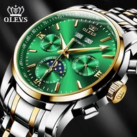 olevs brand luxury men watches automatic black watch men stainless steel waterproof business sport mechanical wristwatch 6633