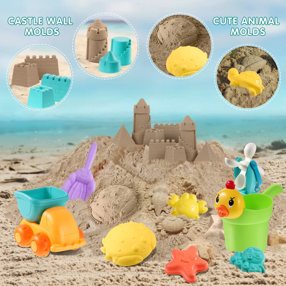 

Toyvian 20pcs Sand Molds Beach Toys for Kids Sand Castle Building Kit Portable Ocean Animal Mold Playset for Sand Molding