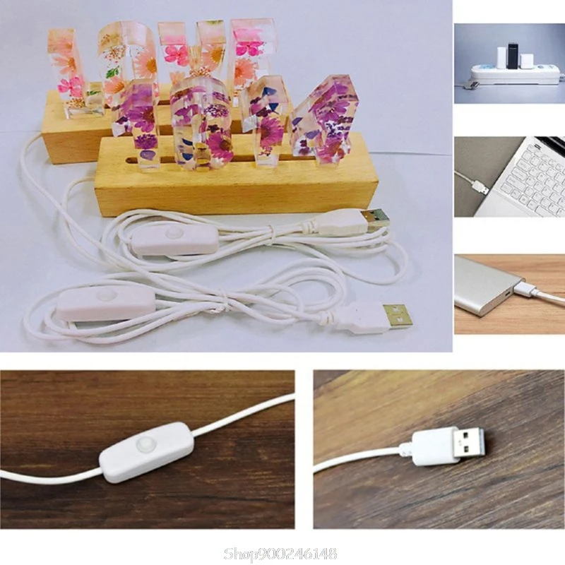 

Rectangle LED Lights Display Base Wooden Lighted Base Stand Lasers Crystal Glass Night Lighted Base Resin Art Ornament Mar02 21