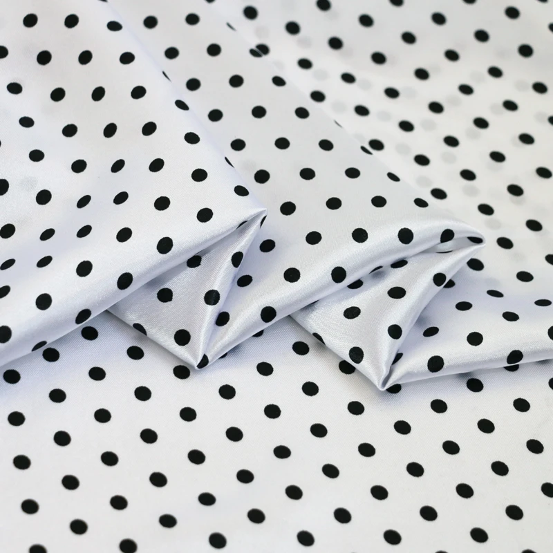 Per Meter, niedliches Polka-Dots-Material, Satin, Charmeuse, weicher Mantel, Futter, Schal, DIY-Stoff – Detail 5