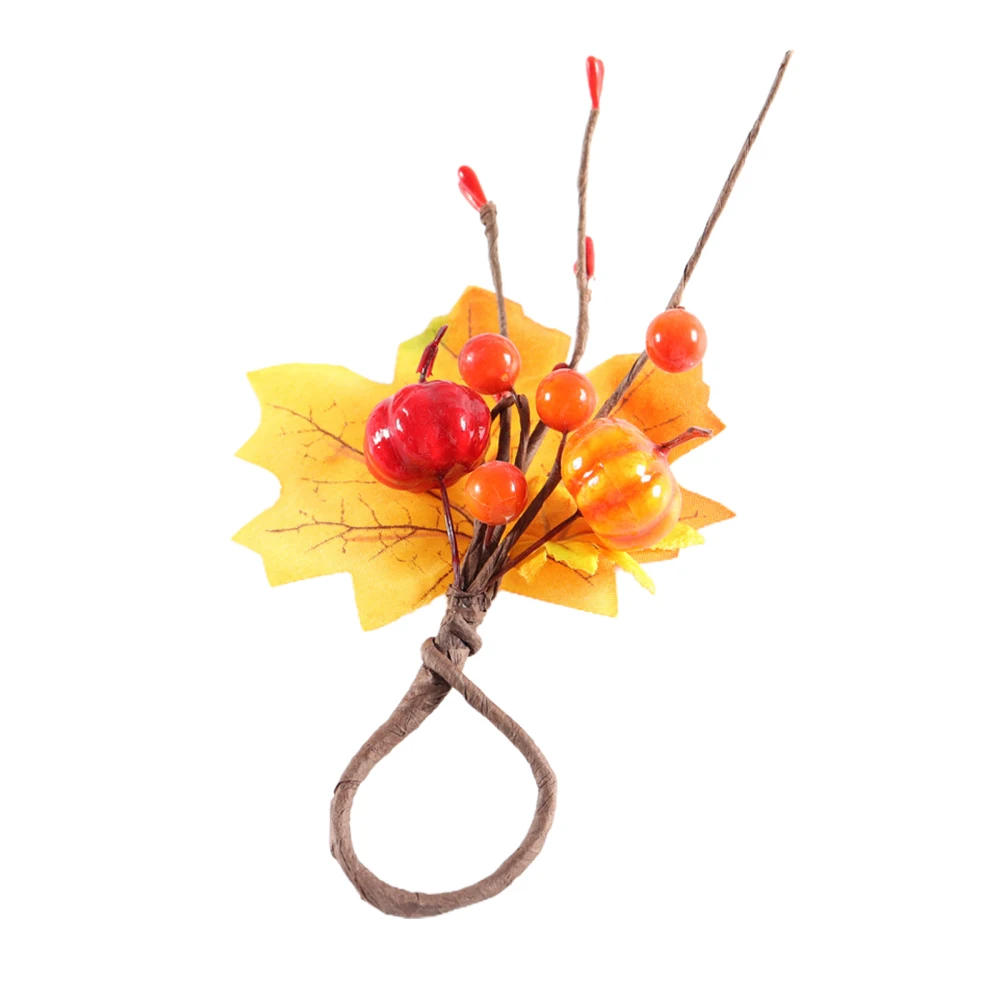 

Napkin Ring Artificial Maple Pumpkin Dried Flowers Candle Wreath Photo Props Wedding Party Dinner Christmas Table Decoration
