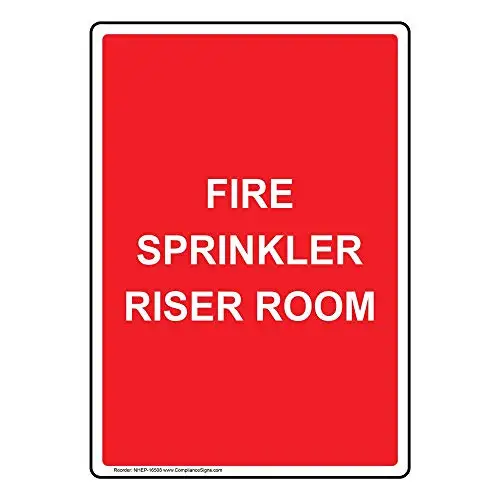 

Vertical Fire Sprinkler Riser Room Sign, 10x7 in. Aluminum for Wayfinding Fire Safety/Equipment by ComplianceSigns