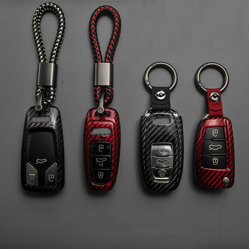 

Dry Carbon Fiber Car Key Case Cover Skin Shell for AUDI A4 A4L A5 Q5 Q7 TT 2016 2017 Key Fob 2016 2017 2018 Styling Accessories