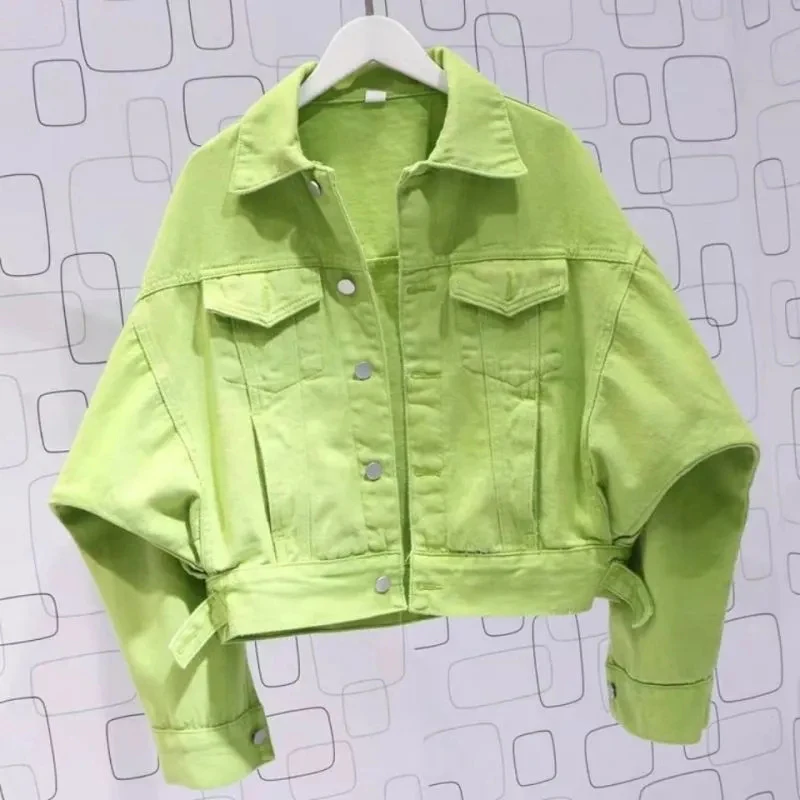 Однотонные однобортные джинсовые куртки 2021 весна-осень уличная одежда с