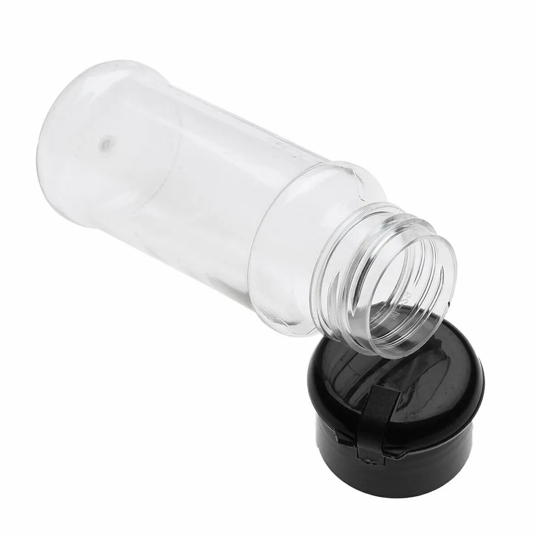 

12pcs 100ml Kitchen Seasoning Powder Bottle Spice Jar Condiment Pepper Salt Storage Container Bottle Black Plastic Spice Tools