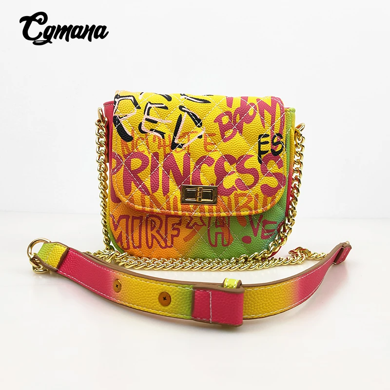 Цветная сумка с граффити женская на цепочке 2020 роскошные женские сумки