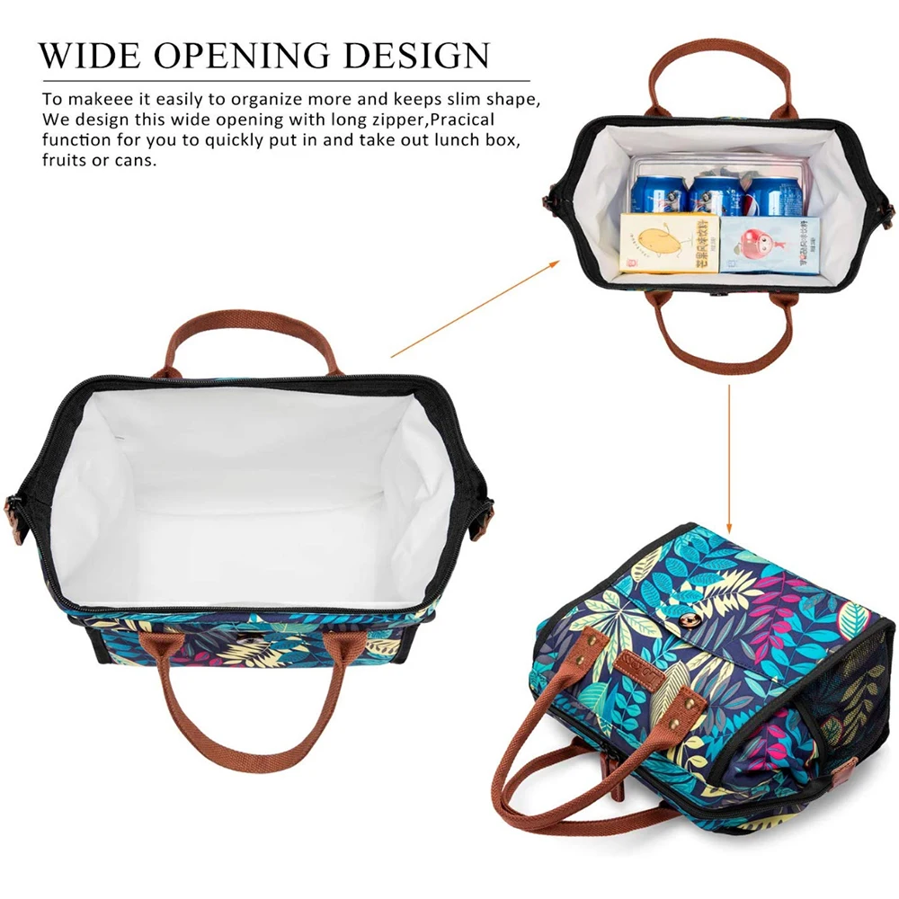 Портативная сумка холодильник для обеда женская тоут изолированная еды широкий