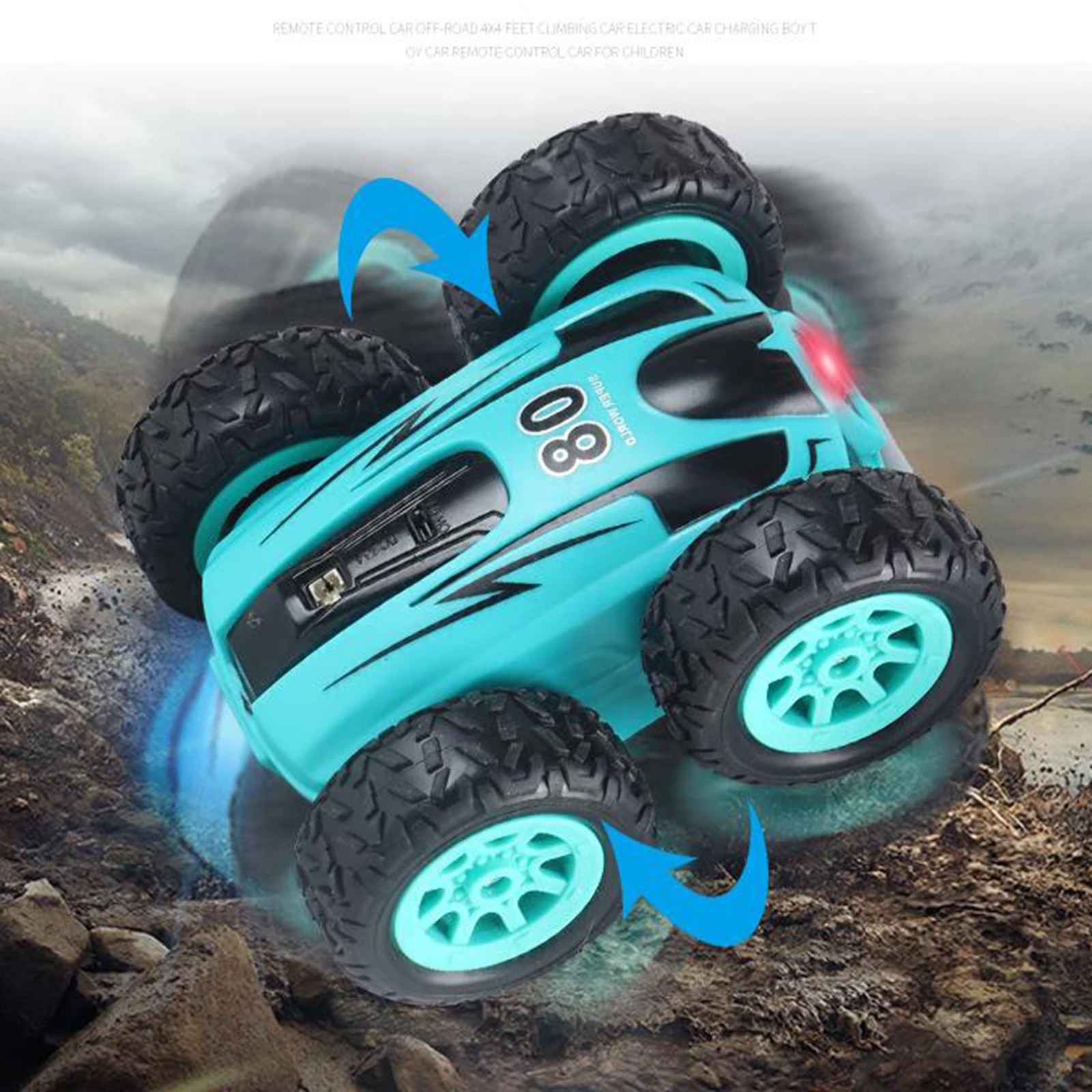 

RC Car 2.4G 4CH Stunt Double-sided bounce Stunt Car Rock Crawler Roll Car 360 Degree Flip Kids Toys