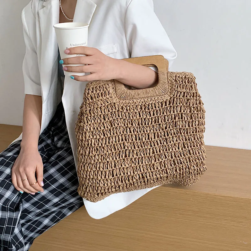 

Summer Leisure Straw Large Capacity Beach Bags for Women 2021 Straw Handbags Lady Big Purses Travel Bags Sac A Main