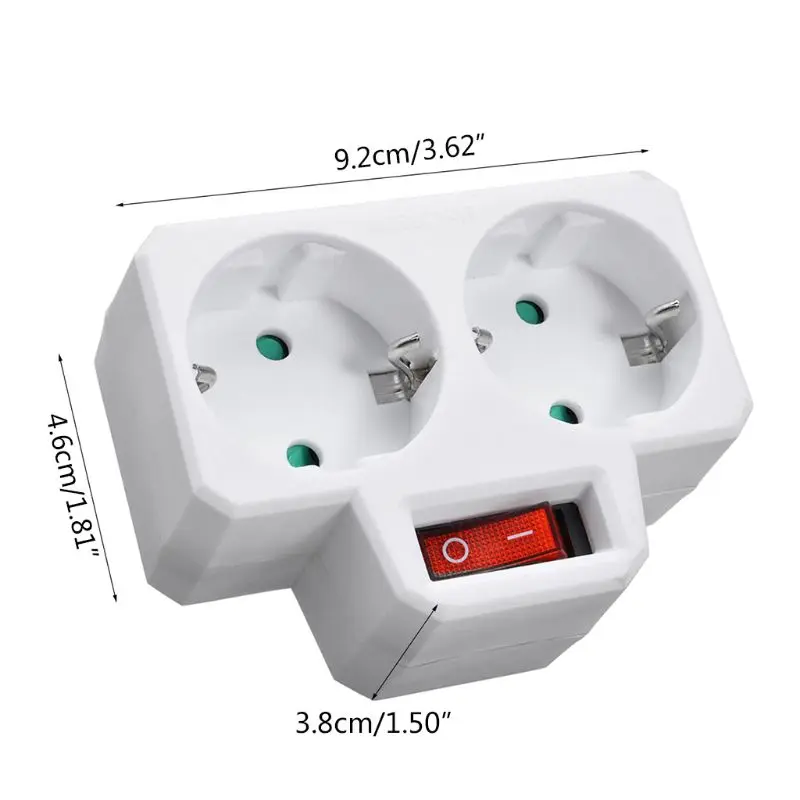 

250V16A EU Standard Plug Double Socket Conversion Socket with Outlet Switch Plug