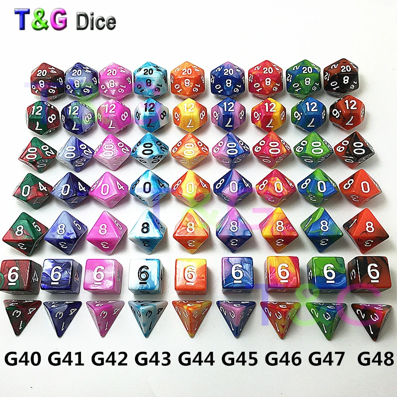 T & G 7 шт./компл. D4 D20 небулярный эффект трпг мульти сторонние игровые кубики для