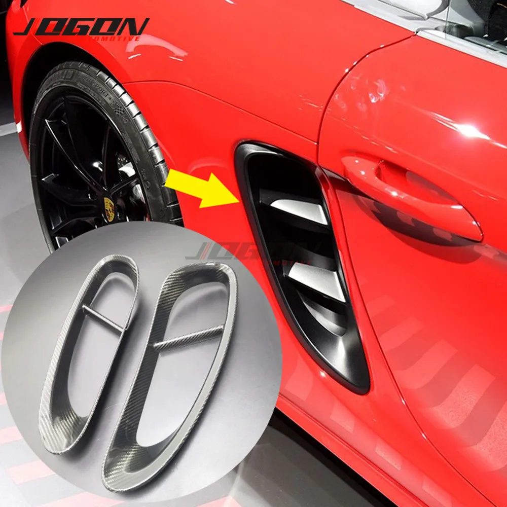 Для Porsche 718 Boxster Cayman 2012- настоящее углеродное волокно автомобиля боковой корпус вентиляционное отверстие рамка крышка Впускного крыла отделка