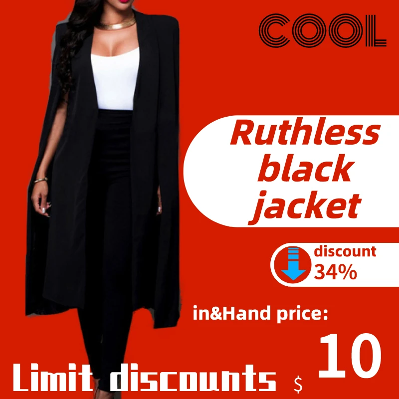 

（Free gift）2020 fashion Capes Women cloak Loose Long Cloak Blazer Coat Cape Cardigan Jacket Trench White Black Long Outwear