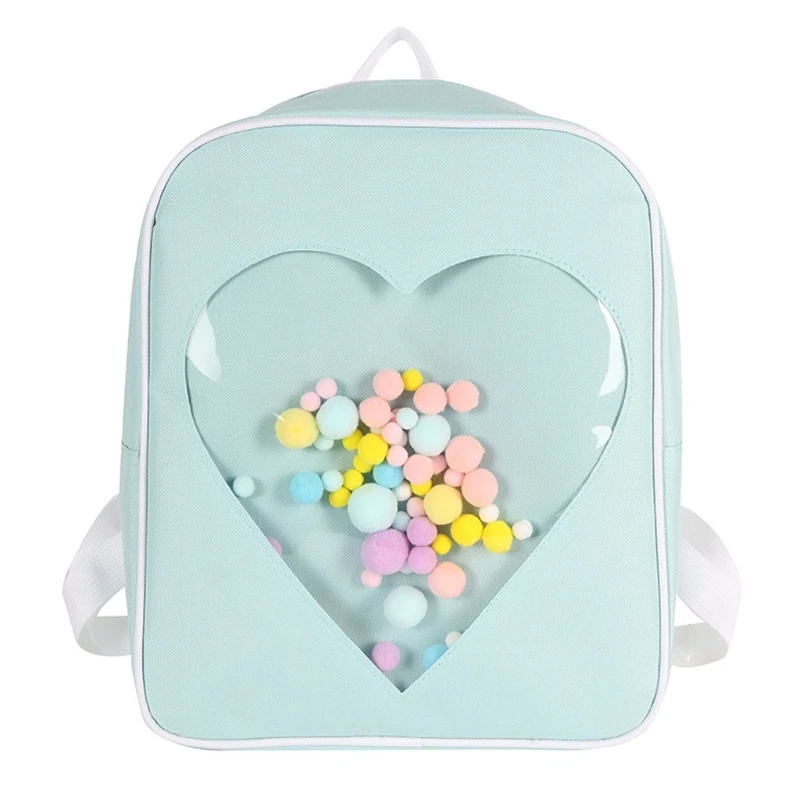 Японская школьная сумка в стиле Харадзюку, прозрачный маленький ранец конфетных цветов в форме сердца, в стиле кавайная Лолита, сумка на пле...