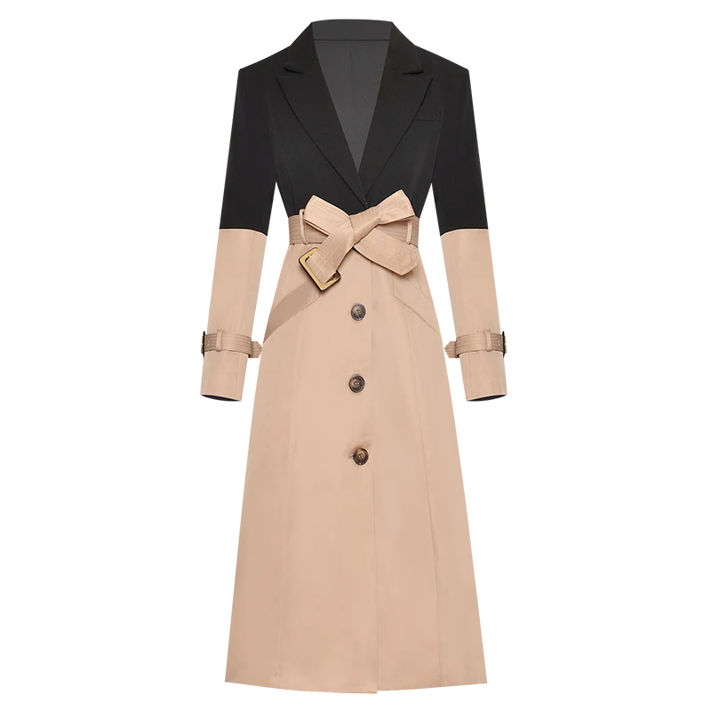 Женское лоскутное пальто с отложным воротником и длинным рукавом|Спортивные