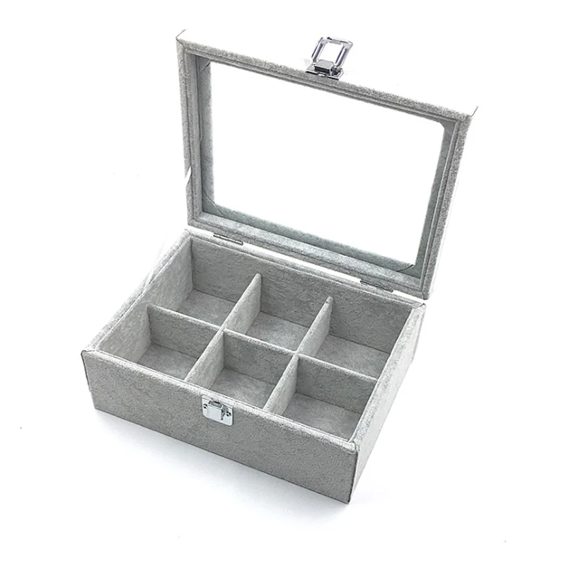Brand New Ice gray Bracelet watch storage box display stand dust-proof glass transparent  Bangle box Jewelry Organizer Tray