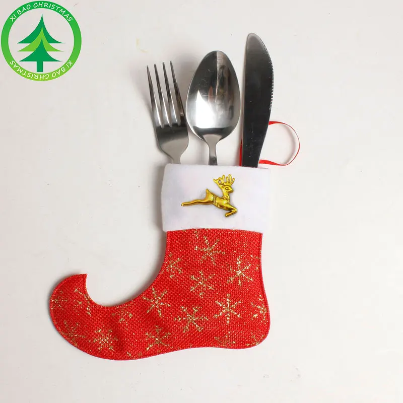 

Christmas knife and fork cover Christmas Decoration socks pointed socks knife and fork cover wholesale Dropshipping