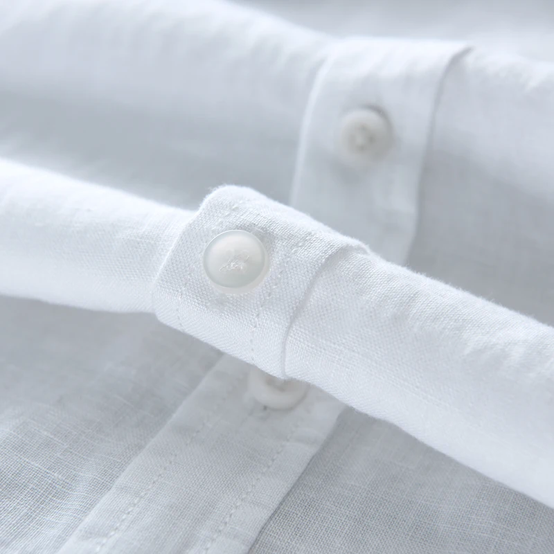 2021 100% pure linen long-sleeved shirt men brand clothing men shirt solid white shirts men camisa shirts mens