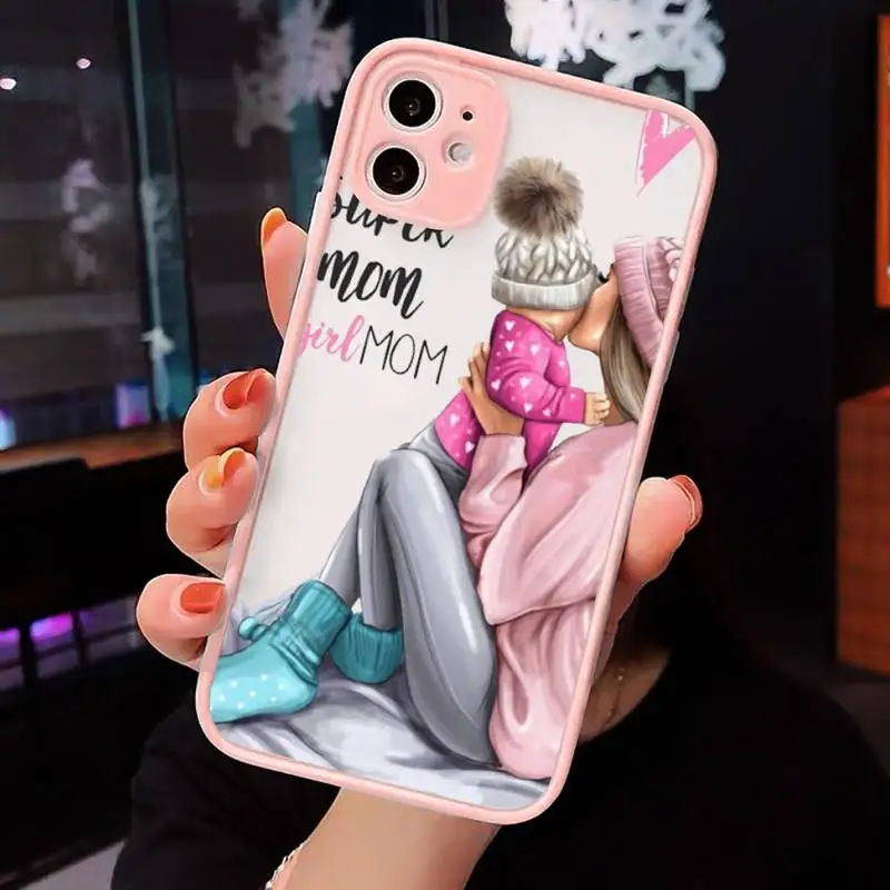 

Fashion Super Dad Mom Baby Girl Phone Cases Matte Transparent For iPhone 12 Mini 11 Pro XR XS Max 7 8 Plus
