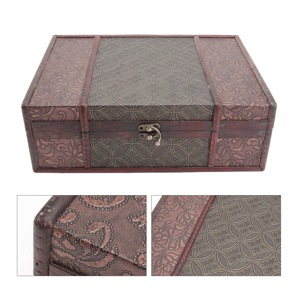 

Vintage Desktop Storage Boxes Wooden Books Storage Case Jewelry Container Large Sundries Document Box without Lock (Chinese Styl