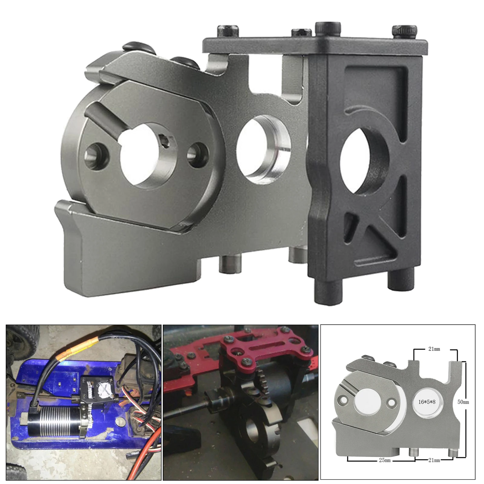 Soporte de montaje de Motor para Kyosho, soporte fijo de Metal mejorado RC 1:8 plateado-1