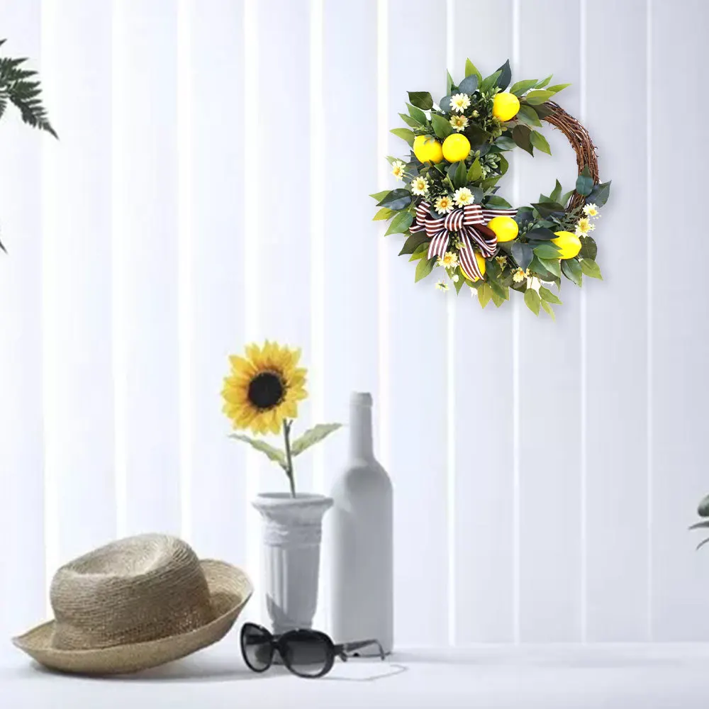 

Simulation Lemon Wreath Holiday Supplies Garland Hanging Pendant Party Festival Ornaments Autumn Wreath