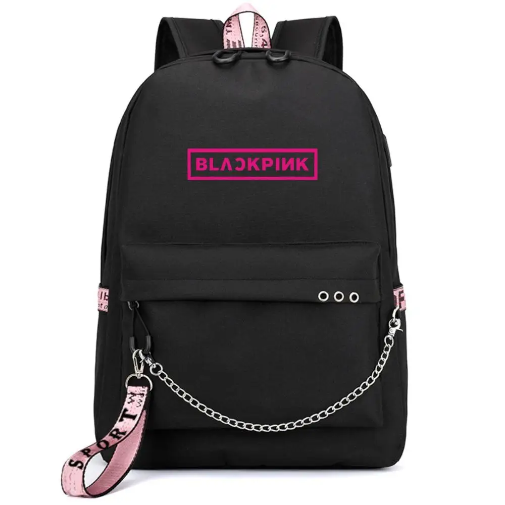 Style 26 Kopo BlackPink Rose Lisa JENNIE USB Рюкзак Школьные сумки черный розовый Mochila дорожные сумки рюкзак на цепочке для ноутбука USB порт для наушников - Цвет: Style 26