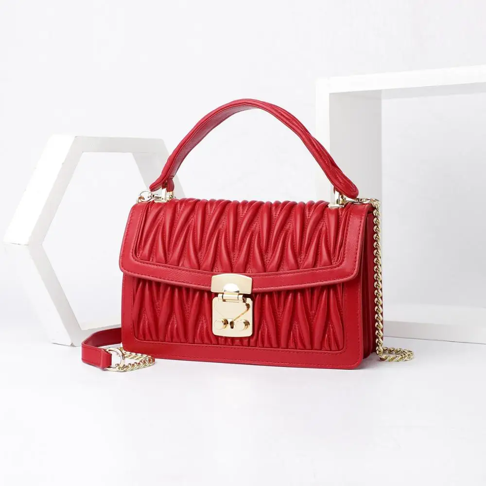 

free shipping 2020 the new style fashion nicegenuine leather sheepskin women handbag one shoulder bag crossbody bag 4 color 26cm