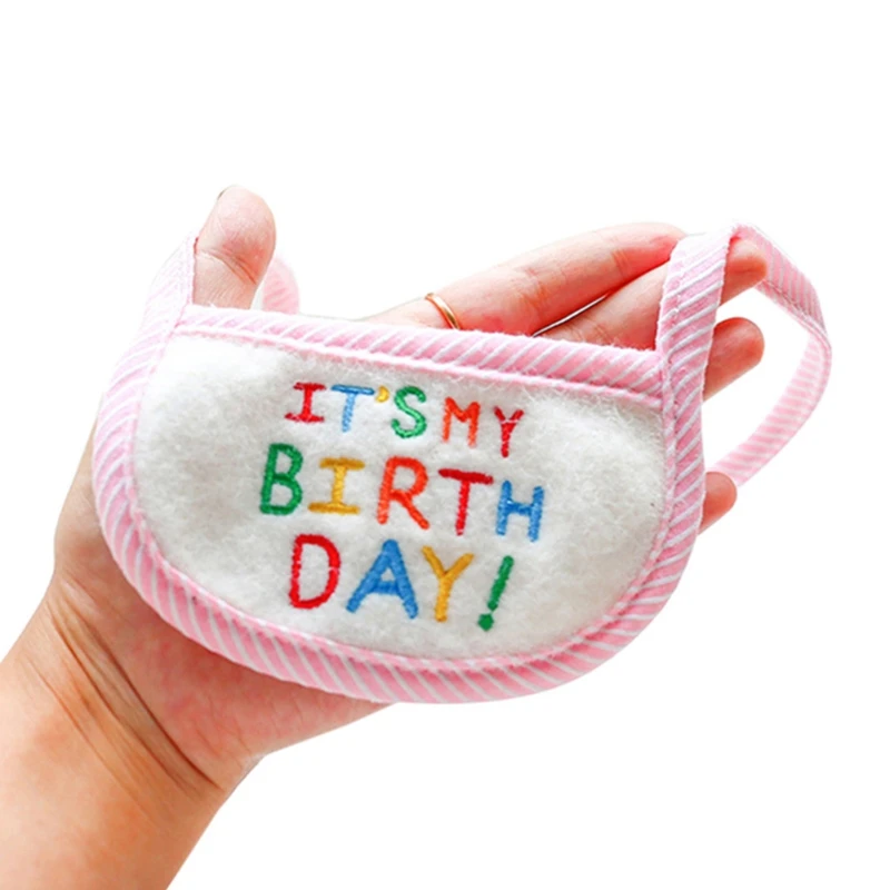 

Its My Birthday Dogs Bibs Pet Accessories for Dog Lovers Washable Reversible Cute Colorful Letter Design with Striped