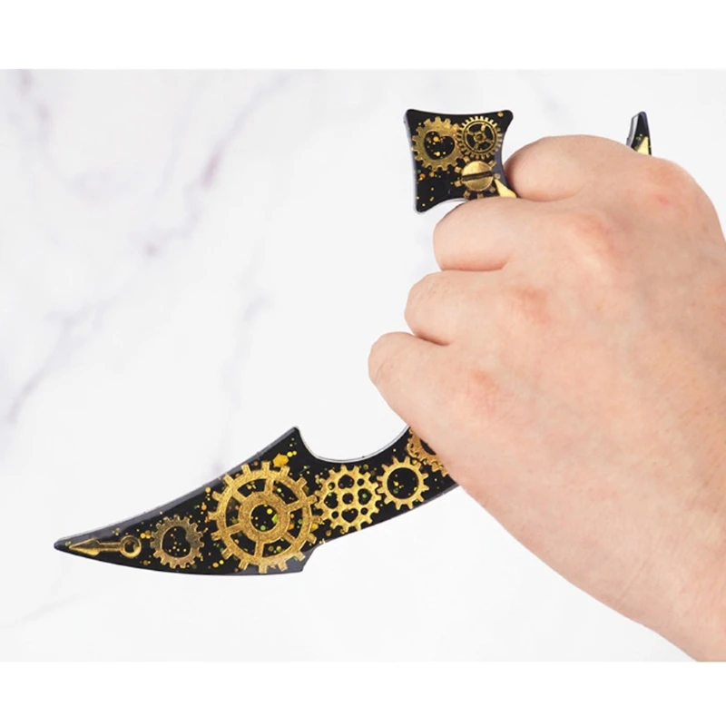 

2Pcs Self-Defence Finger Key Chain Resin Mold Swords Knife Dagger Keychain Mold