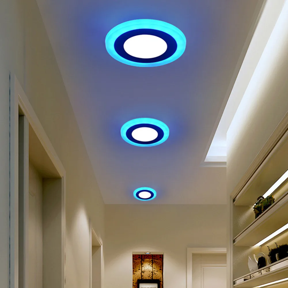 DVOLADOR-Panel LED de doble Color, lámpara de luz empotrada de techo, 3 modos cuadrados/Panel de luz Led redondo, 6W, 9W, 16W