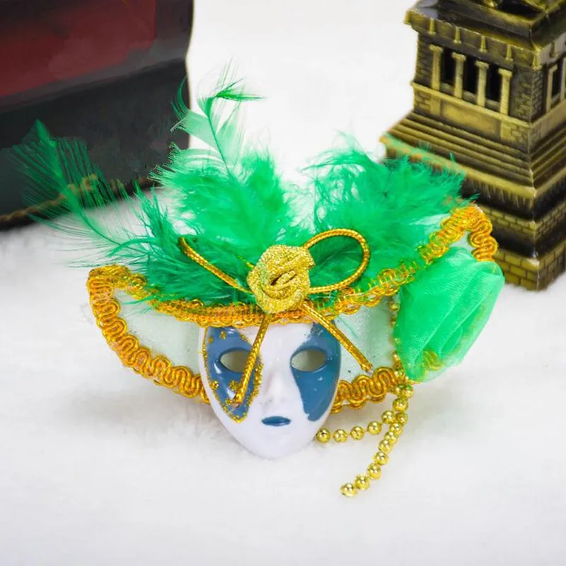 Мини Венецианская верхняя шляпа маска с перьями магнит на холодильник настенные