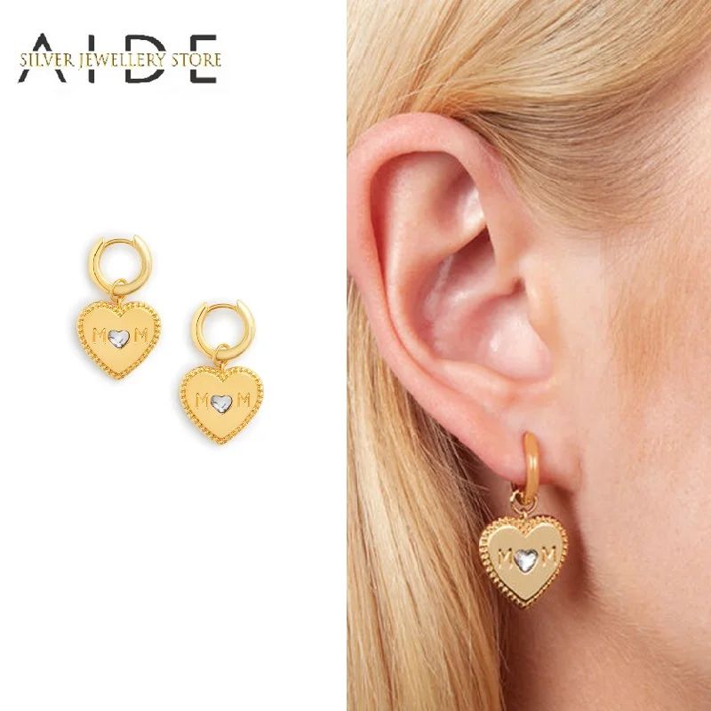 

AIDE модная модель в стиле «любящее сердце» серьги-кольца для женщин Изысканная INS «мама» резные пирсинг Huggie серьги ювелирные изделия pendientes п...