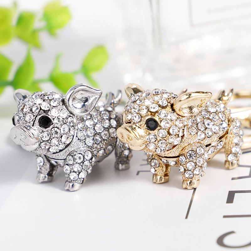 3D брелок милый брелок с дизайном «Поросёнок» кристалл горный хрусталь сумка с подвесками Tote автомобиль праздничный свадебный подарок коллекция