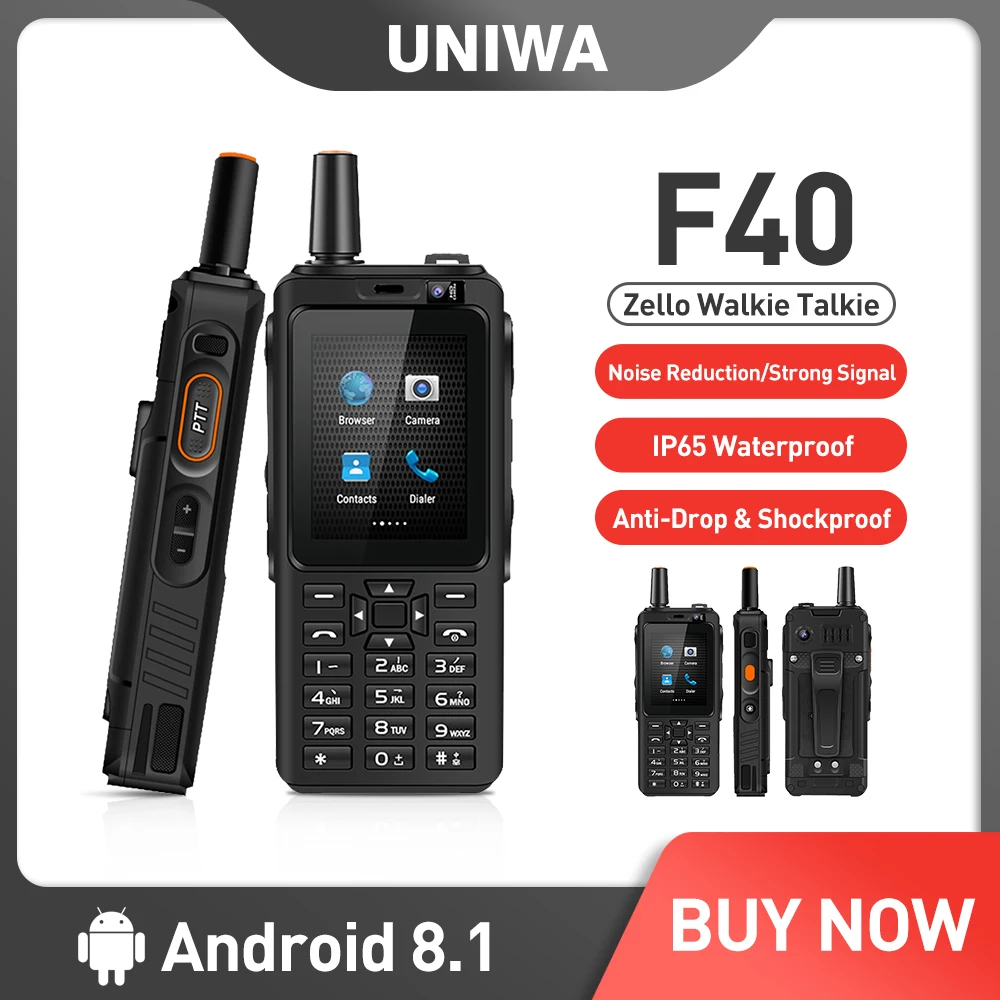 Рация UNIWA F40 Zello, 4G, 4000 мач, водонепроницаемый прочный сенсорный экран 2,4 дюйма, 4 ядра, Android 4G смартфон