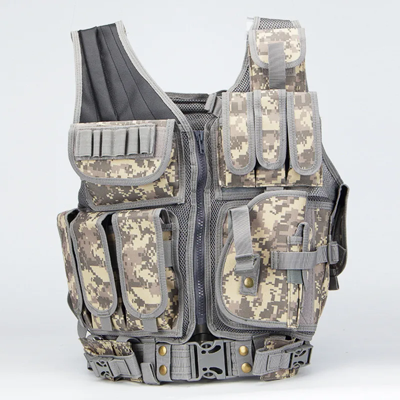 ACU Тактический Жилет Molle для страйкбола, боевой жилет для пистолета, тренировочный сетчатый жилет, защитный жилет для охоты - Цвет: ACU