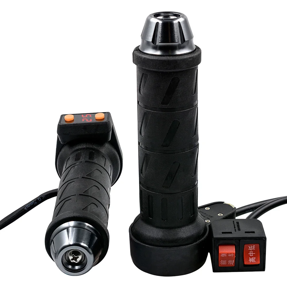 

12V-80V Electric Scooter Heat Handlebar Switch Digital Display Warmth Adjustable Electric Heating Hand Grips Cycling Accessories