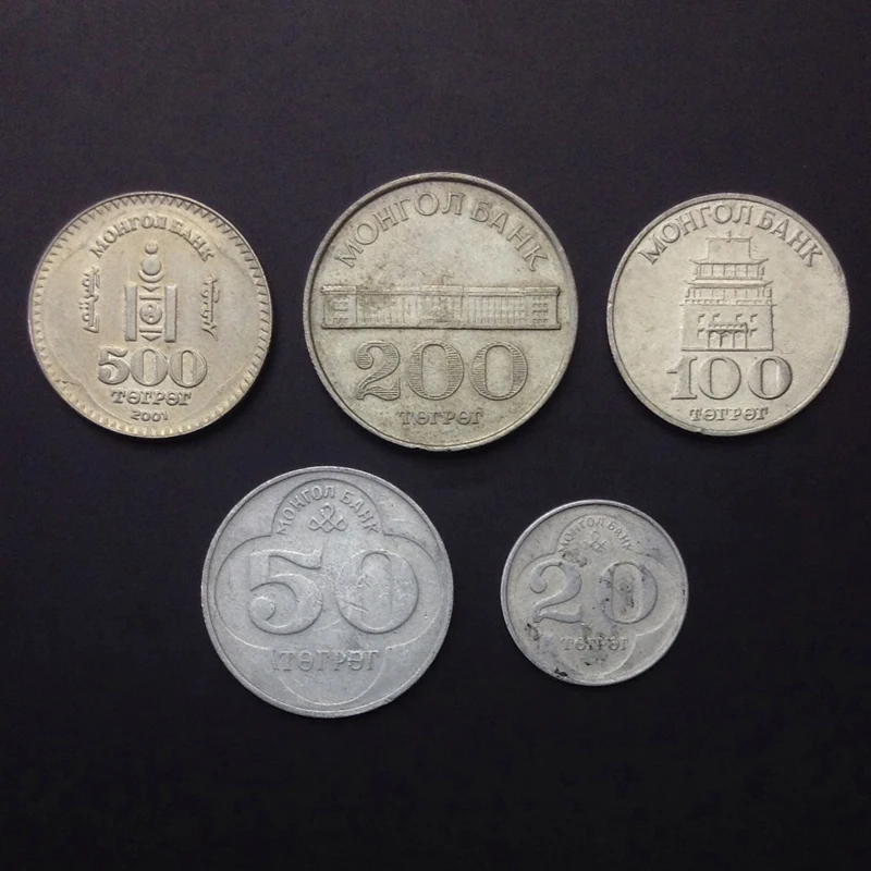 

Монгольский набор из 5 новых оригинальных монет, 100% оригинальные монеты Unc Aisa