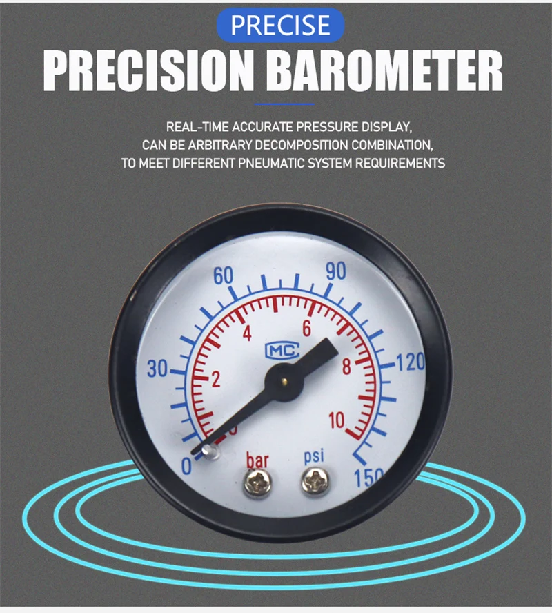 AC2000-02 1/4&quotPressure Regulator Gauge Air Compressor Filter Oil Moisture Separator For Water Filters Dehumidifie | Обустройство