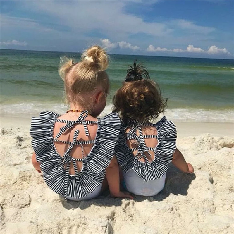 Детский полосатый купальник для девочек 2019|Купальные костюмы| |