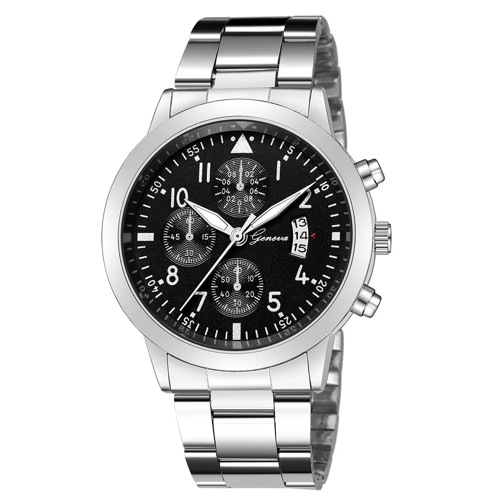 

Geneva Life Waterproof Men's Dress Watch Business Watches Men Steel Band Auto Date Wristwatch 3 Dial Male Clock erkek kol saati