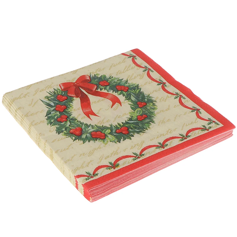 

20PCS/set Napkins Serviettes Hand Paper for Christmas Baby Shower Birthday Decor Disposable Garland Printed Graphic Tissues