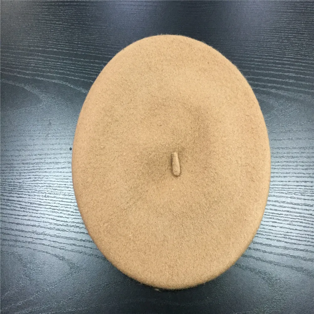 Camel Женская шерстяная шляпа, Женские однотонные зимние шапки для девочек, женские классические шляпы в стиле художника, светло-коричневые, горчичные, розовые, фиолетовые, красные шляпы - Цвет: Camel