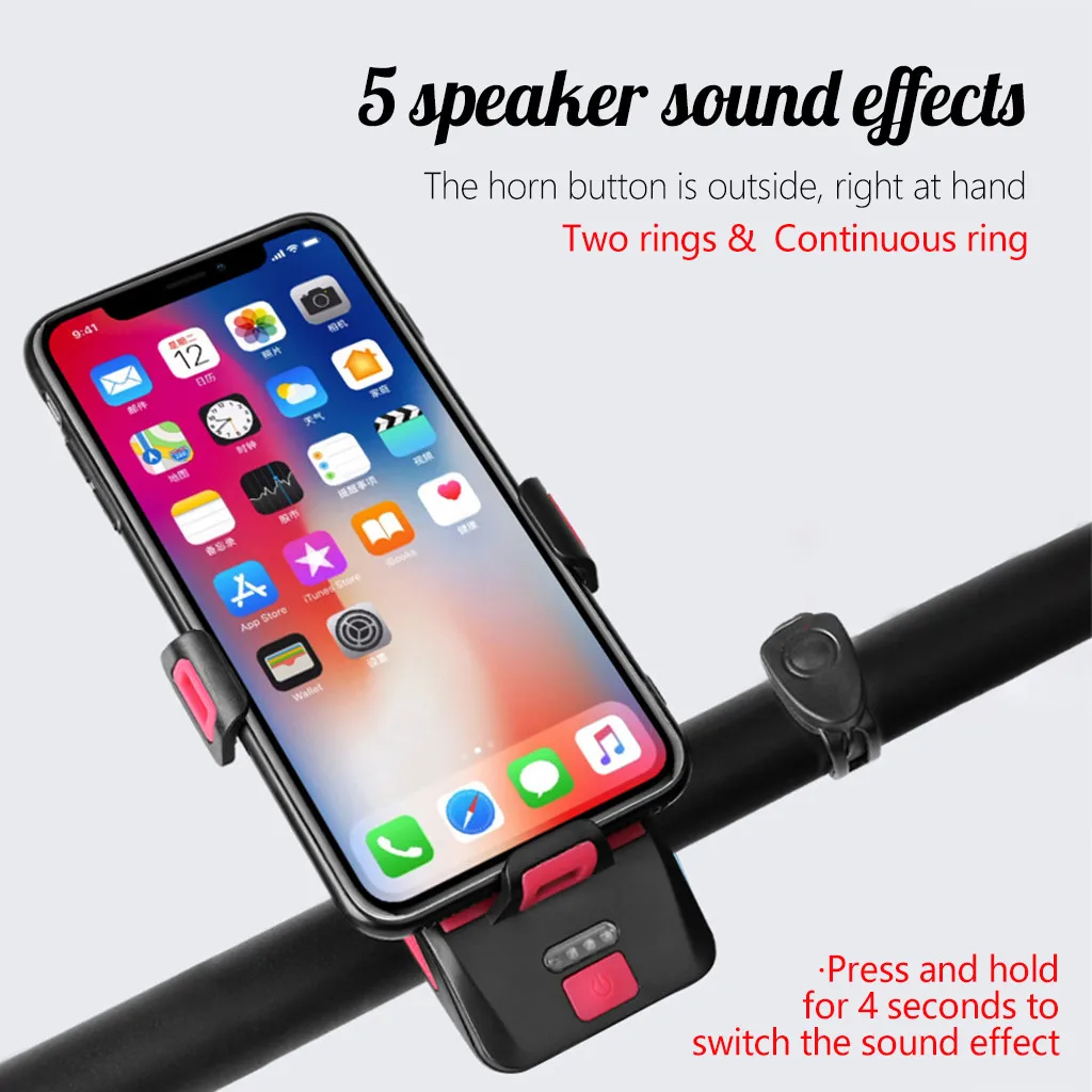 Велосипедный фонарь держатель телефона 4 в 1 велосипедный передний USB Звонок