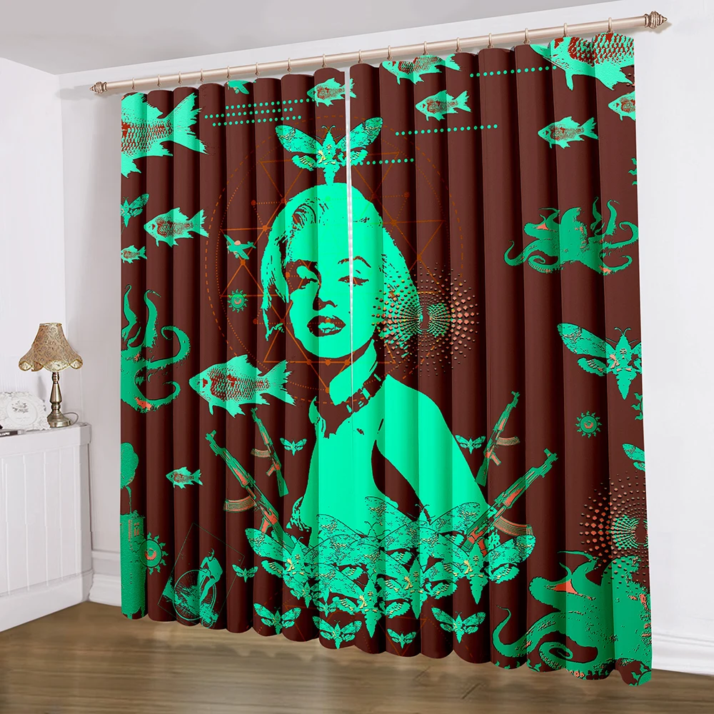 Зеленый американская актриса окна Шторы Сращивание арт занавеска для Гостиная 3D