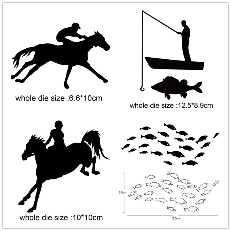

Fishing Riding Horse Series Metal Cutting Dies Stencils for dies Scrapbooking Card Making Embossing Die Cuts Craft dies new 2020