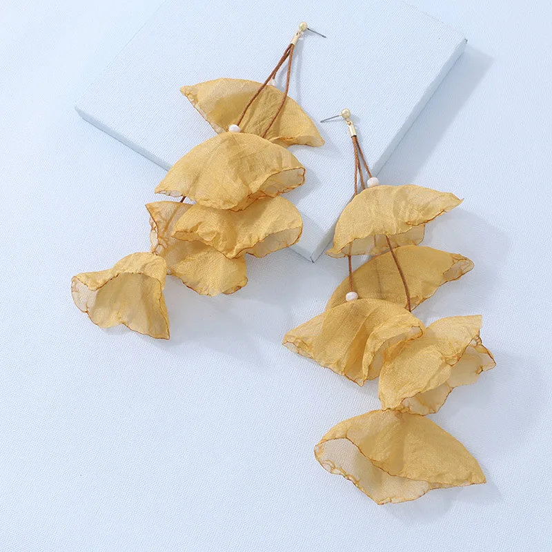 Женские длинные серьги ELEGANCE11 серьги-капельки с цветком из пряжи в богемном стиле