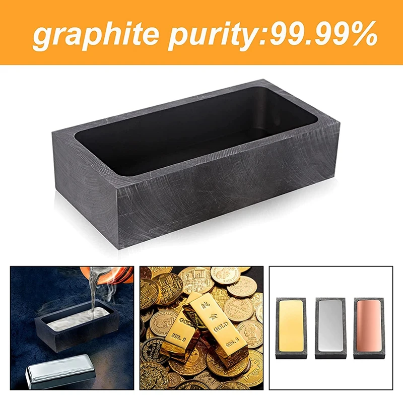 

3 Pieces High Purity 1 KG Graphite Ingot Mold Crucible Mould for Melting Casting Refining Gold Silver Metal Other Metal