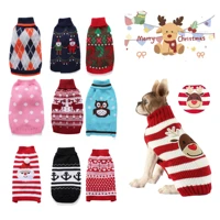 winter warm knitwear clothes for puppy kitten knitted cute designer printing apparel christmas sweater with hat for dogs cats