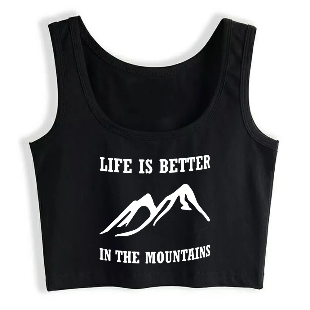 

Crop Top Female life is better Sexy Vintage Print Yoga Vest Tank Top